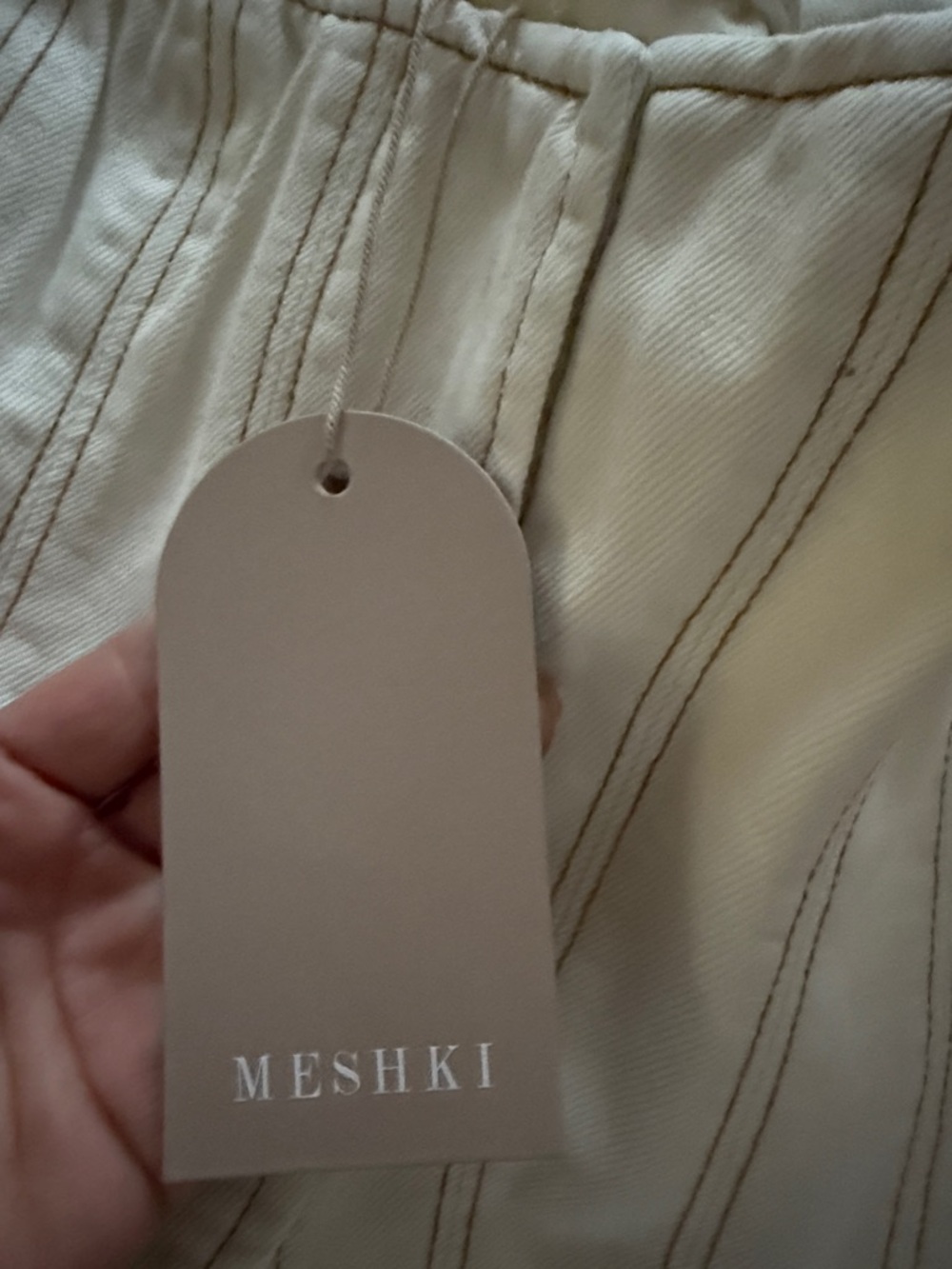 Meshki Cream Square-Neck Corset Crop Top - Picture 2 of 3
